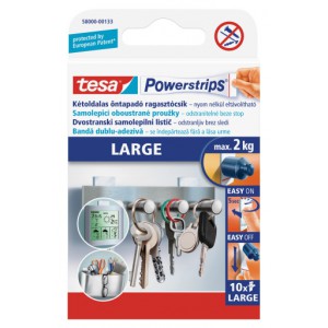 Powerstrips Large - velké oboustranné proužky na připevňování, nosnost 2 kg, bílé, 10 ks - tesa J58000