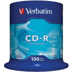 CD-R Verbatim DL 700MB 52x Extra Protection 100-cake 43411