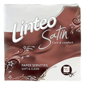 Papírové ubrousky Linteo Satin 30x30cm, bílé, 1-vrstvé